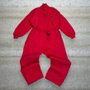 True Vintage Coveralls Crimson Red Snow Suit Insulated Western Field 70s